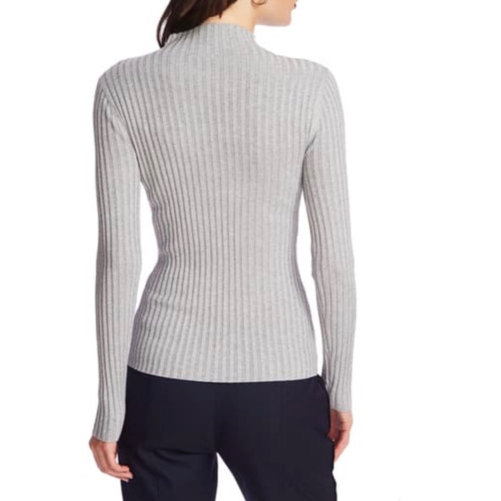 COURT AND ROWE Metallic Mock Neck Ribbed Sweater - Picture 3 of 8